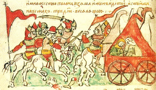 Кам'яний малюнок руських князів у поході проти половців.