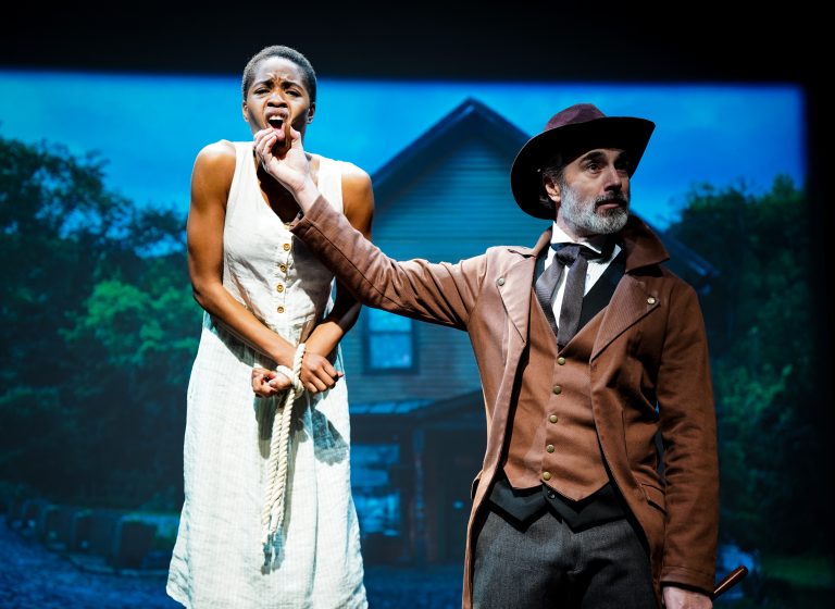 Actors performing in the play Dust of Egypt at the Sheen Center in New York, photographed by Rainer DeLalio