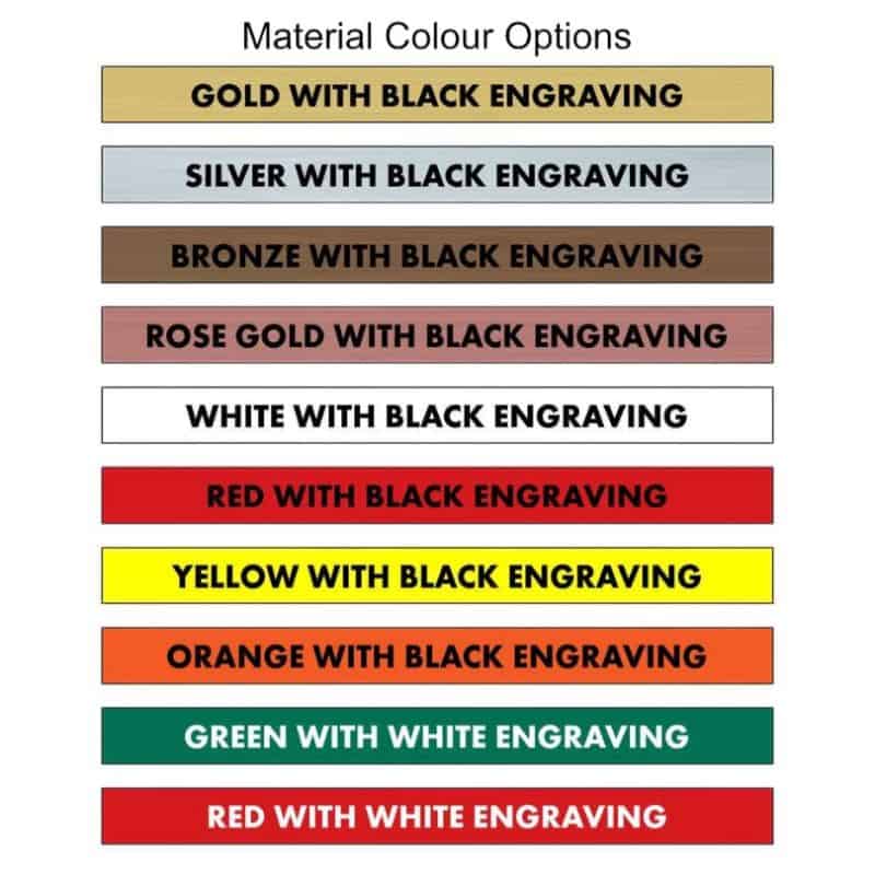 Engraved Plaques Material Colours