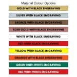 Engraved Plaques Material Colours
