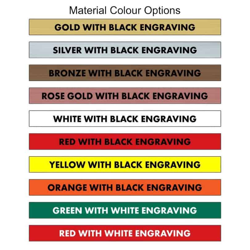 Engraved Plaques Material Colours