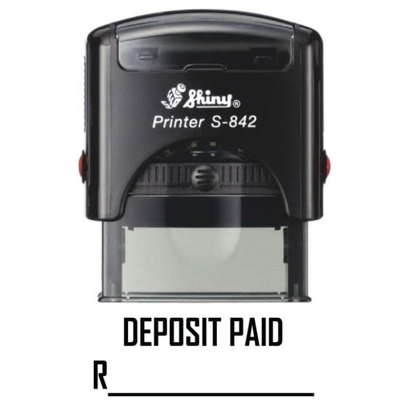 Shiny 38x14mm Stock Stamp - Deposit Paid with Space