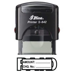 Shiny 38x14mm Stock Stamp - Paid Amount CHQ No