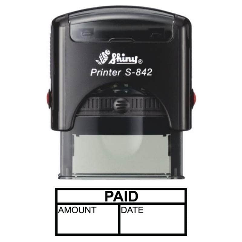 Shiny 38x14mm Stock Stamp - Paid Amount Date