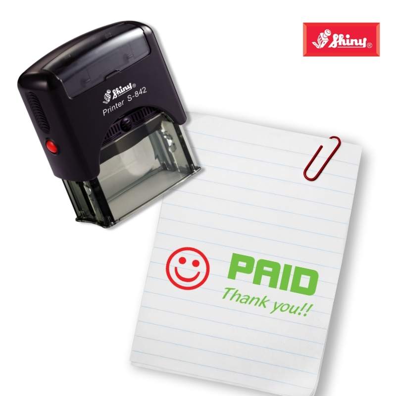 Shiny 38x14mm Stock Stamp - Paid Thank You