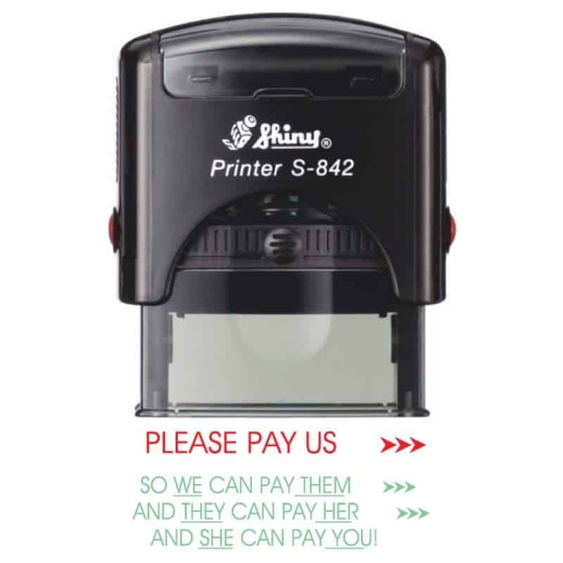 Shiny 38x14mm Stock Stamp - Please Pay Us Plus
