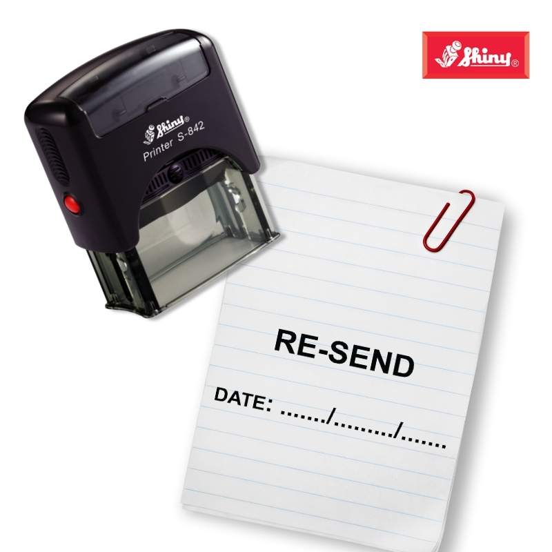 Shiny 38x14mm Stock Stamp - Resend with Date Space