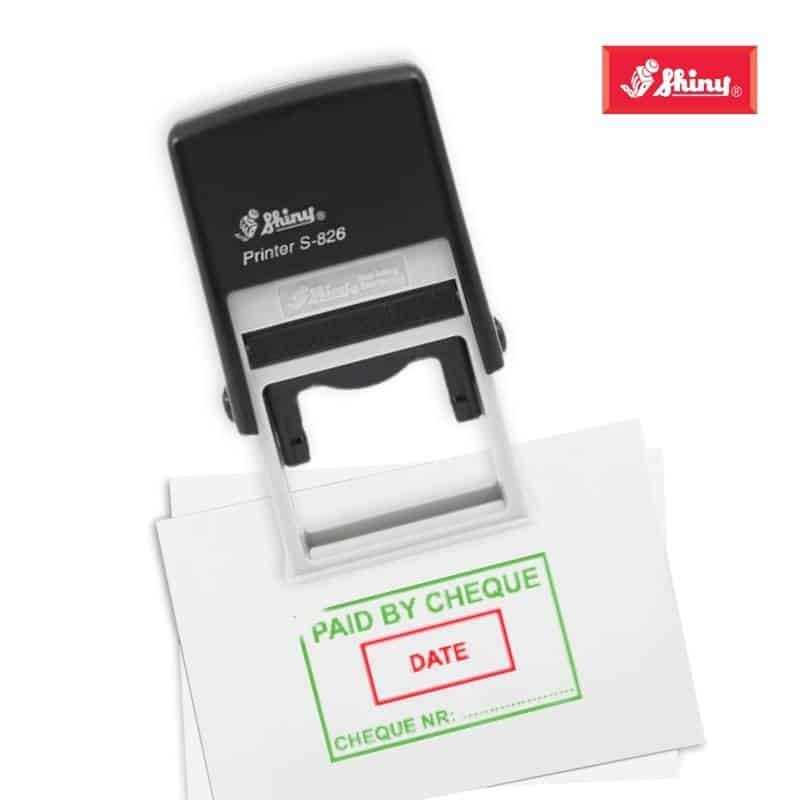Shiny S-826 Stock Dater Stamp Paid by Cheque