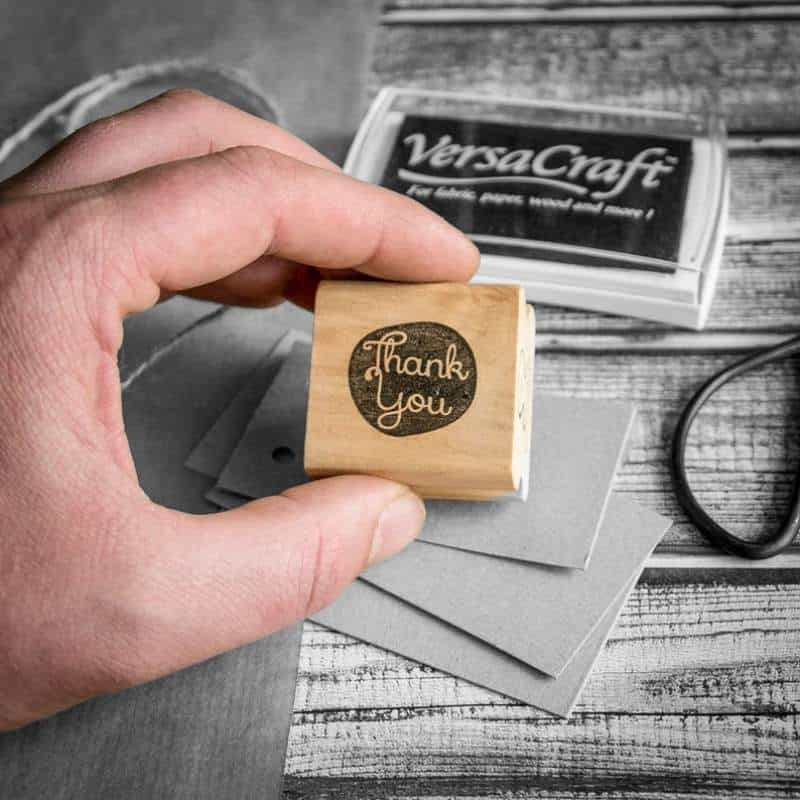 Wooden Hand Stamp thank you