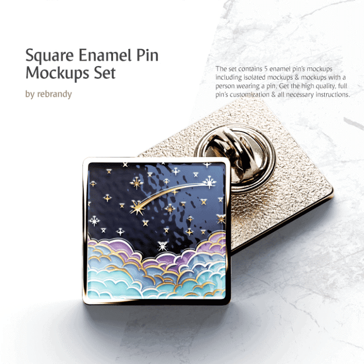 square shaped Lapel pins