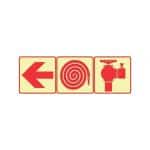 Red Arrow Left Fire Hose + Fire Hydrant Sign