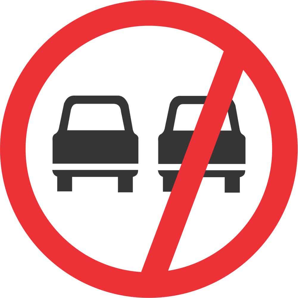 NO OVERTAKING ALL VEHICLES ROAD SIGN (R214)