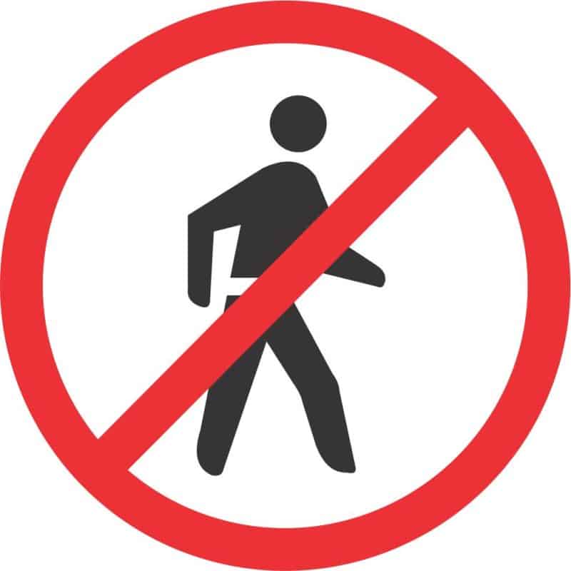NO PEDESTRIANS ROAD SIGN (R218)