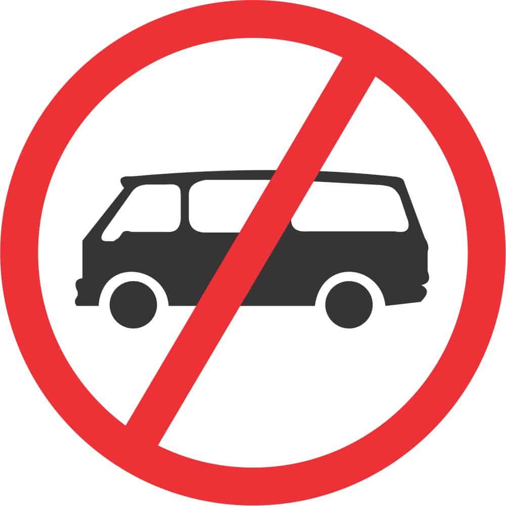 NO MINI-BUSES ROAD SIGN (R225)