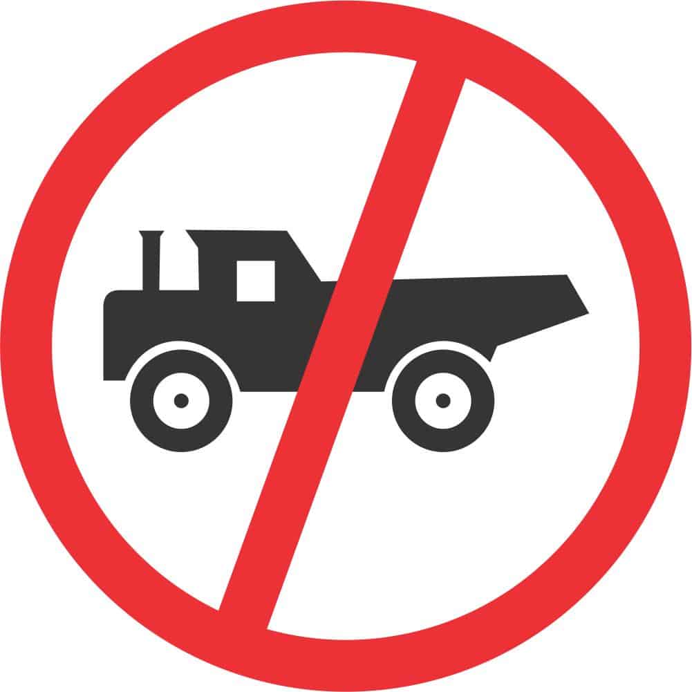 NO CONSTRUCTION VEHICLES ROAD SIGN (R231)