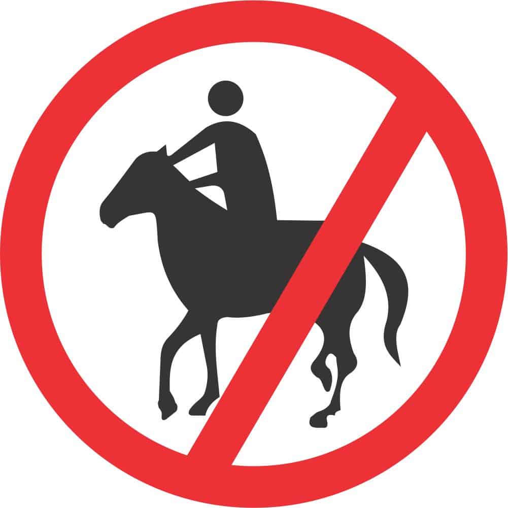NO HORSES AND RIDERS ROAD SIGN (R238)