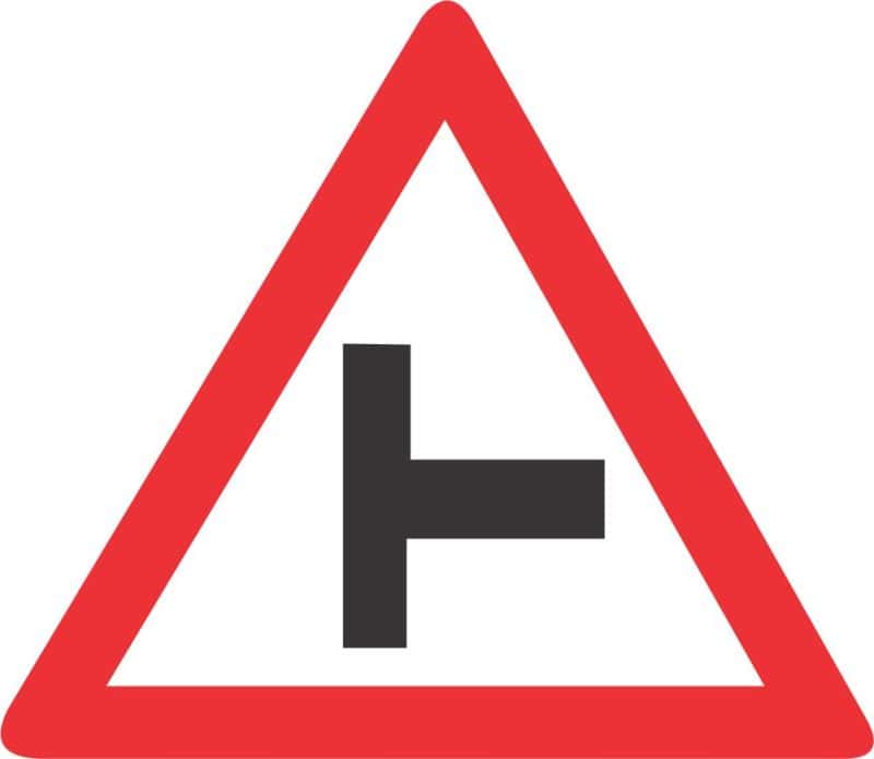SIDE-ROAD JUNCTION (RIGHT) ROAD SIGN (W108)