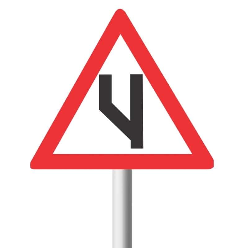 Beginning Of Dual Roadway (To Left) Road Sign (W119)
