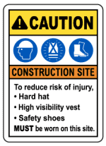 CAUTION CONSTRUCTION SITE - SAFETY SIGN (CAU092)