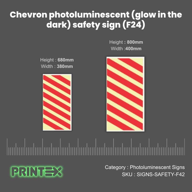 Chevron photoluminescent (glow in the dark) safety sign (F24)