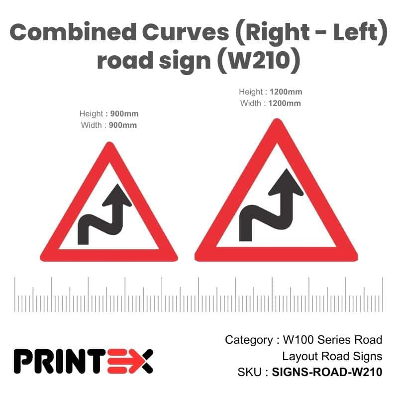 Combined Curves (Right - Left) Road Sign (W210)