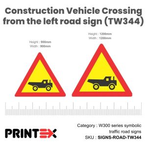 Sabs Construction Vehicle Crossing Road Sign (Tw344)