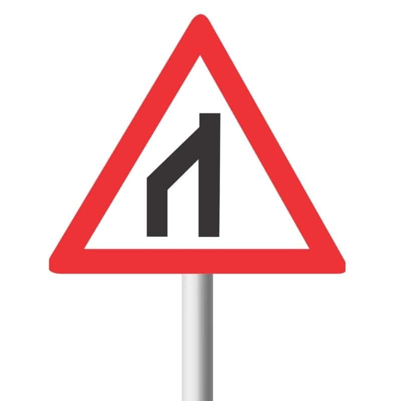 End Of Dual Roadway (To Right) Road Sign (W116)