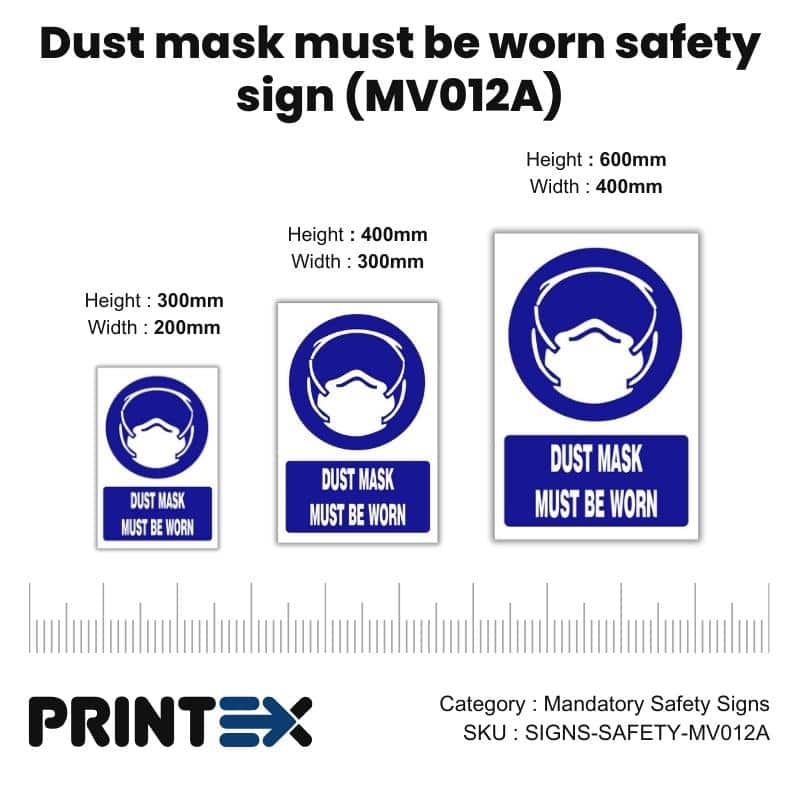 Dust mask must be worn safety sign (MV012A)