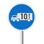 Goods Vehicles over indicated GVM Only road sign (R124)