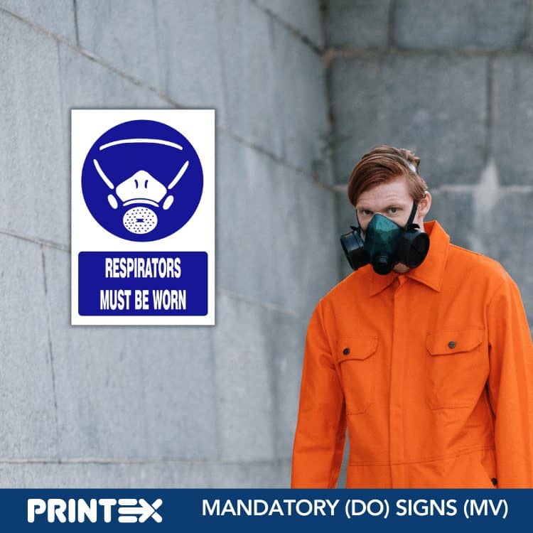 RESPIRATORS MUST BE WORN SAFETY SIGN (MV002 A)