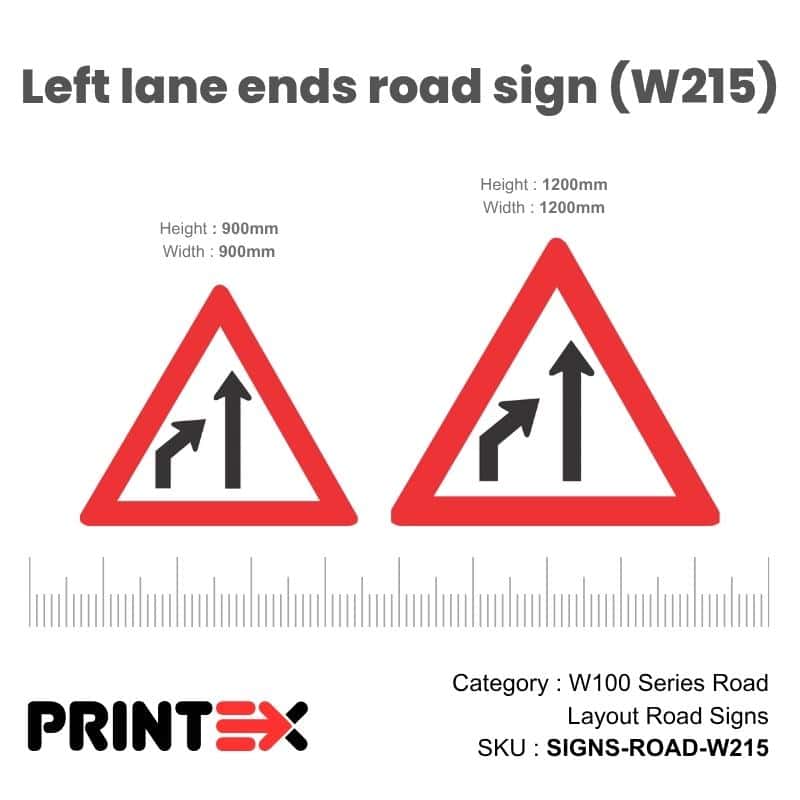 Left Lane Ends Road Sign (W215)
