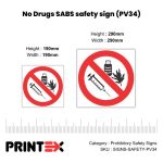 No Drugs SABS safety sign (PV34)