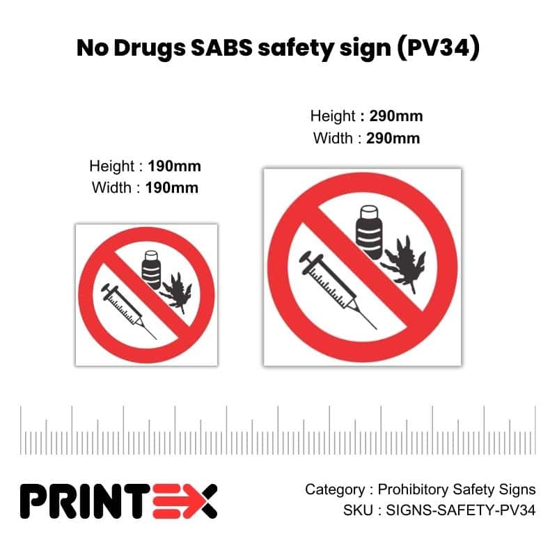 No Drugs SABS safety sign (PV34)