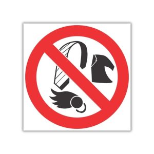 No Loose Clothing, Ties, Jewellery And Unconfined Long Hair safety sign (PV12)
