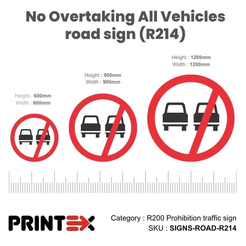 No Overtaking All Vehicles Road Sign (R214)