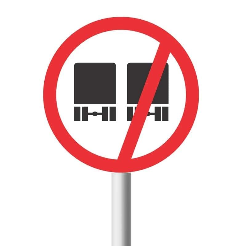 No-Overtaking-Goods Vehicles By Goods Vehicles Road Sign (R215)
