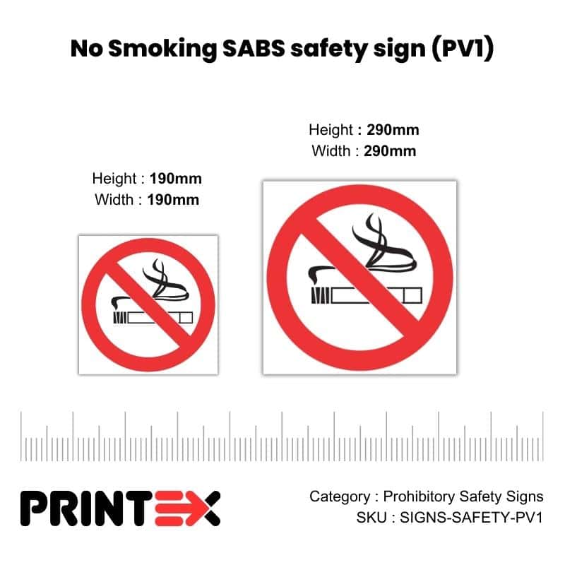 No Smoking SABS safety sign (PV1)