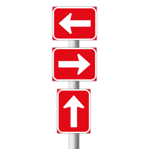 One-way roadway road sign