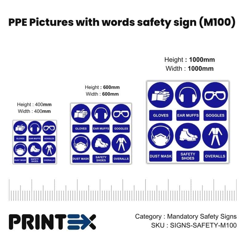 PPE Pictures with words safety sign (M100)