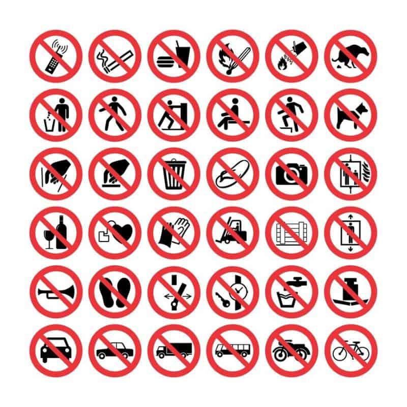 PROHIBITORY SAFETY SIGNAGE BOARDS