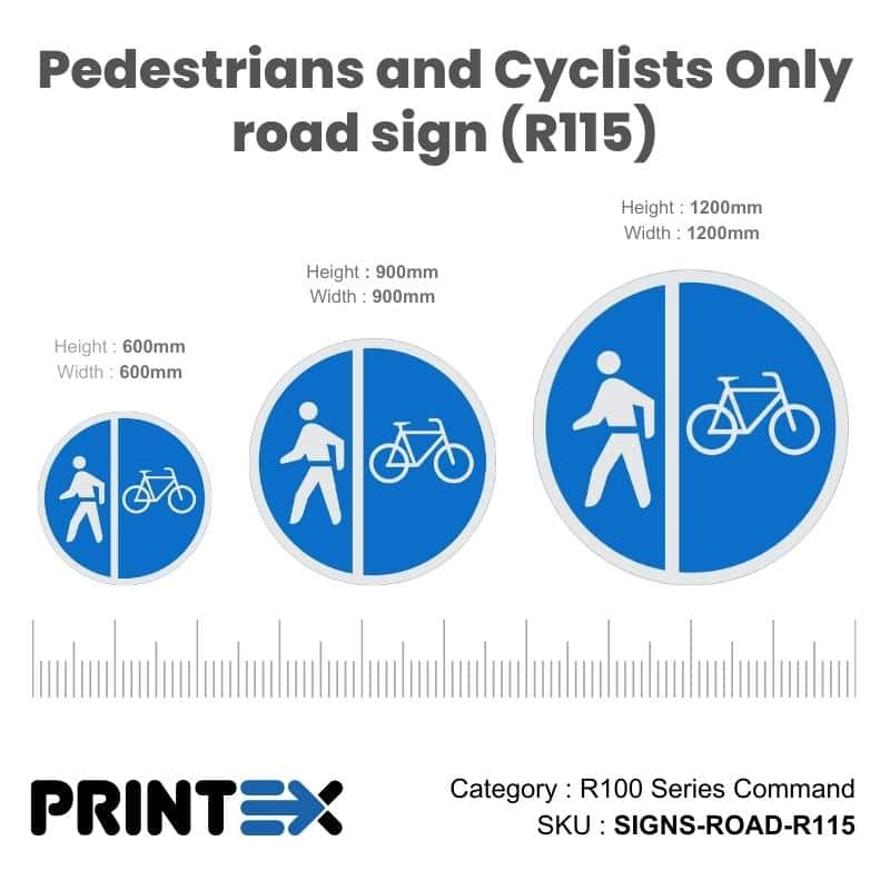 Pedestrians And Cyclists Only Road Sign (R115)