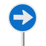 Proceed Right Only road sign (R106)