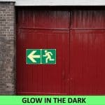 Arrow Left + Running Man Left Photoluminescent Sign
