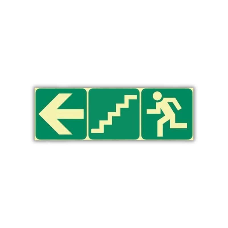 SABS Arrow left, stairs down left and running man photoluminescent (E17)