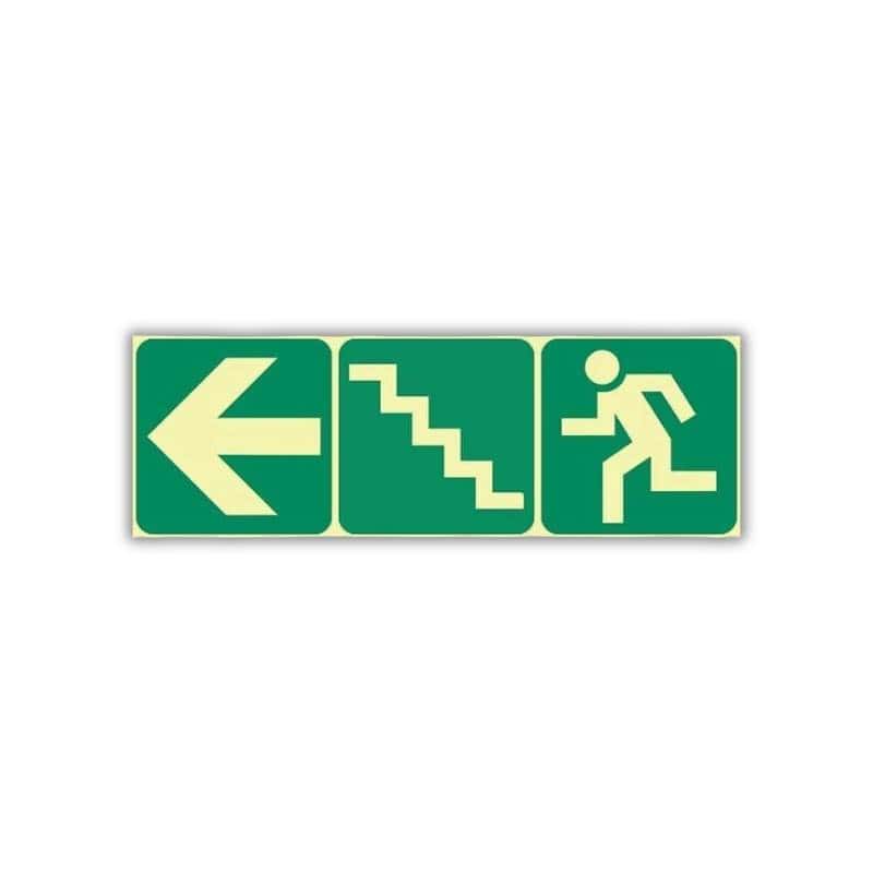 SABS Arrow left, stairs up left and running man photoluminescent (E19)