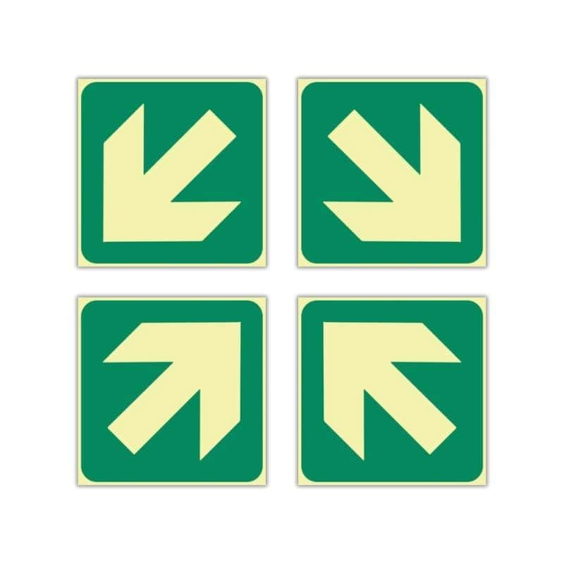 SABS Diagonal green arrow photoluminescent sign (E30)