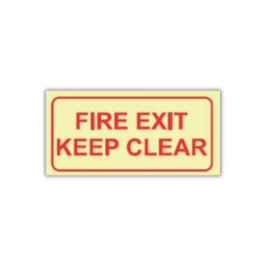 Fire Exit Keep Clear photoluminescent sign