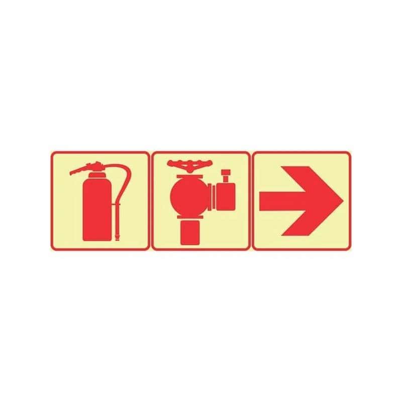 SABS Fire Extinguisher, Fire Hydrant and Arrow Right Photoluminescent sign (F12)