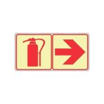 Fire Extinguisher + Red Arrow Right Photoluminescent Sign