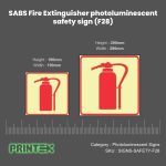 SABS Fire Extinguisher photoluminescent (glow in the dark) safety sign (F28)